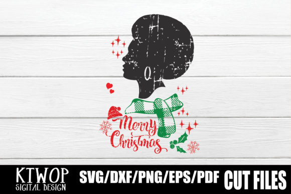 Christmas Black Woman Afro Scarf SVG