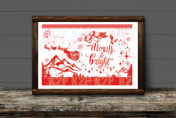 Christmas Card Merry and Bright SVG