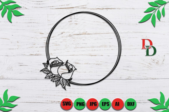 Flower Wreath SVG, Flower Frame Cut File