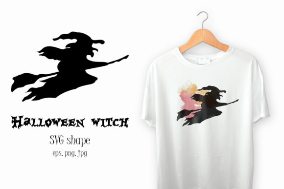 Halloweem Witch on the Broom. SVG Shape