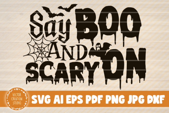 Say Boo and Scary on Halloween Svg